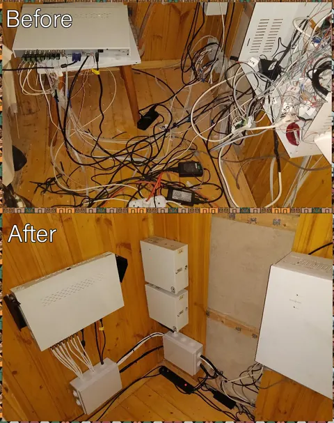 Before and after: CCTV and network equipment tidied up