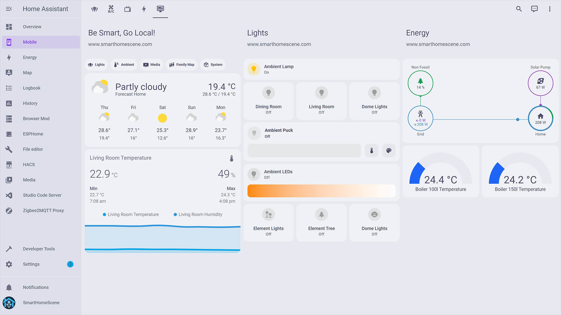 best-home-assistant-dashboard-themes-2023-screenshot-catppuccin-latte